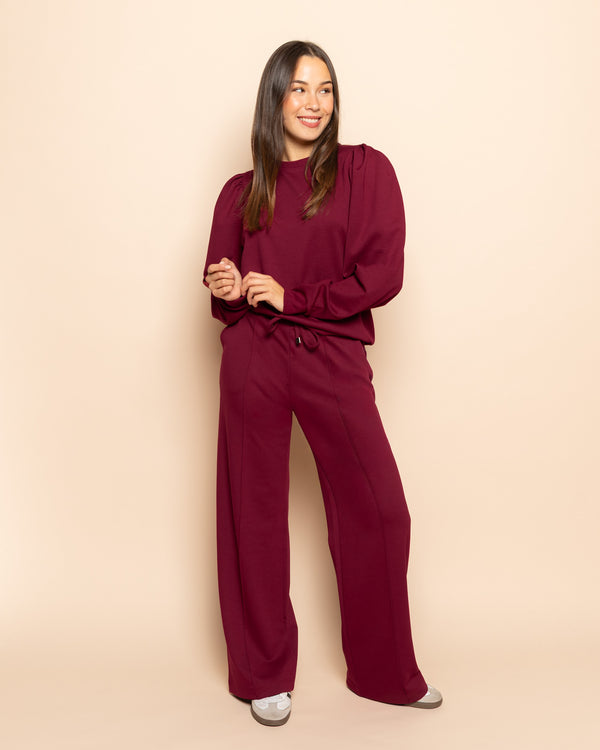 SCUBA PINTUCK PANTS - WINE