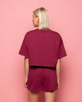 SOLID CROPPED SWEAT TEE BURGUNDY