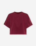 SOLID CROPPED SWEAT TEE BURGUNDY