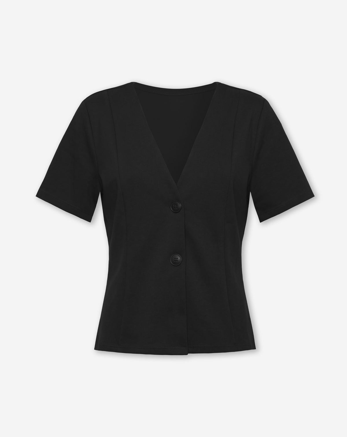 SCUBA PEPLUM BUTTON TOP ZWART