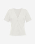 SCUBA PEPLUM BUTTON TOP CRÈME