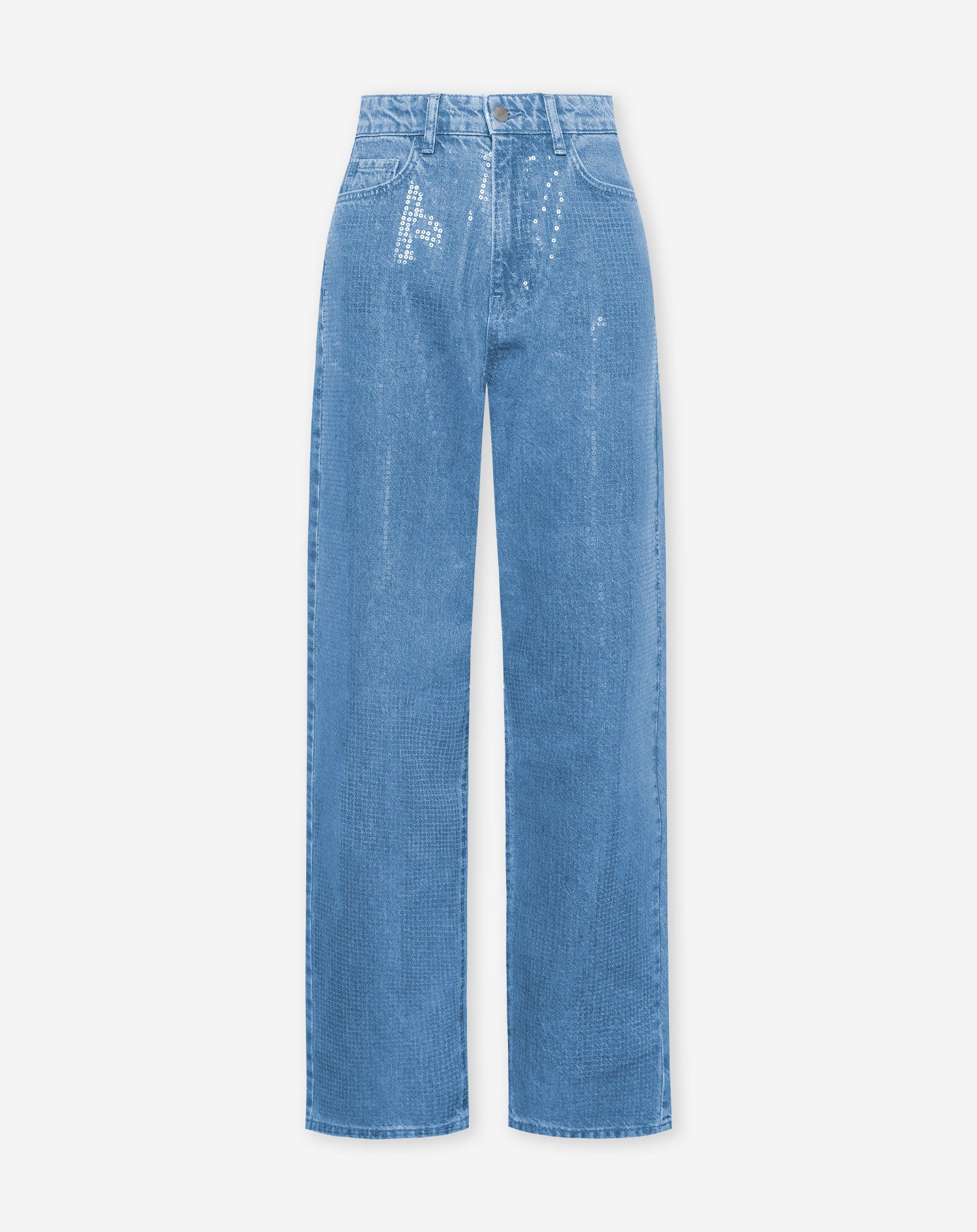 TRANSPARENT SEQUIN DENIM JEANS BLUE | Most Wanted