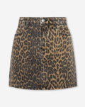 LEOPARD ALLOVER DENIM SKIRT ZWART