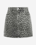 LEOPARD ALLOVER DENIM SKIRT GREY