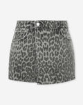 LEOPARD ALLOVER DENIM SKORT GRIJS