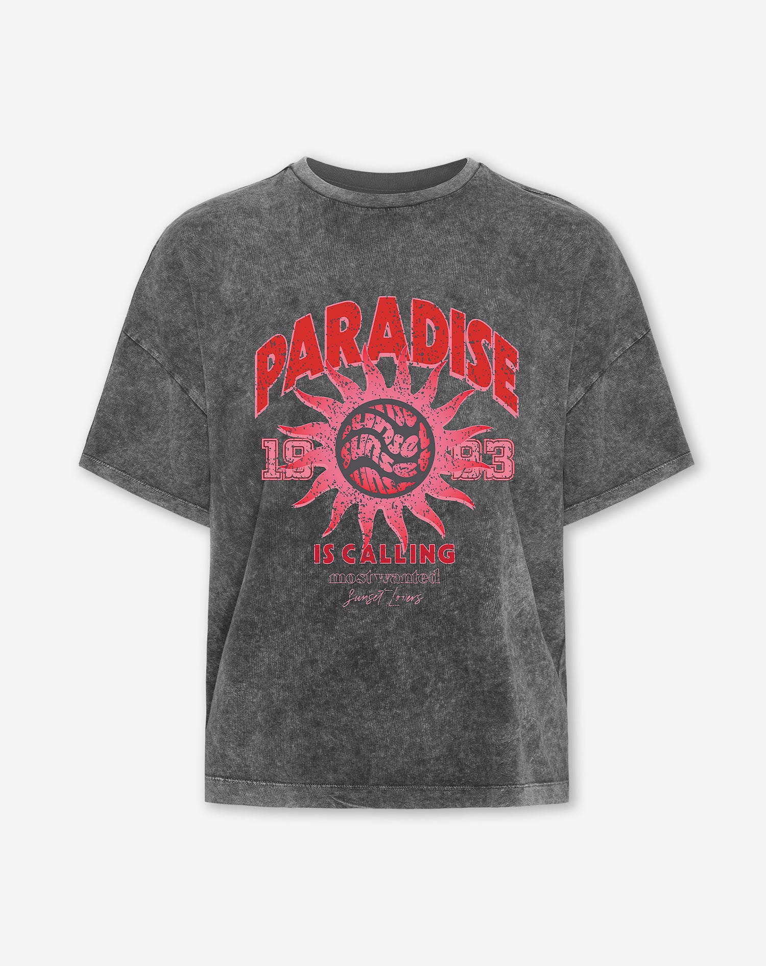 Das Paradies ruft √ºbergro√ües T-Shirt in Grau