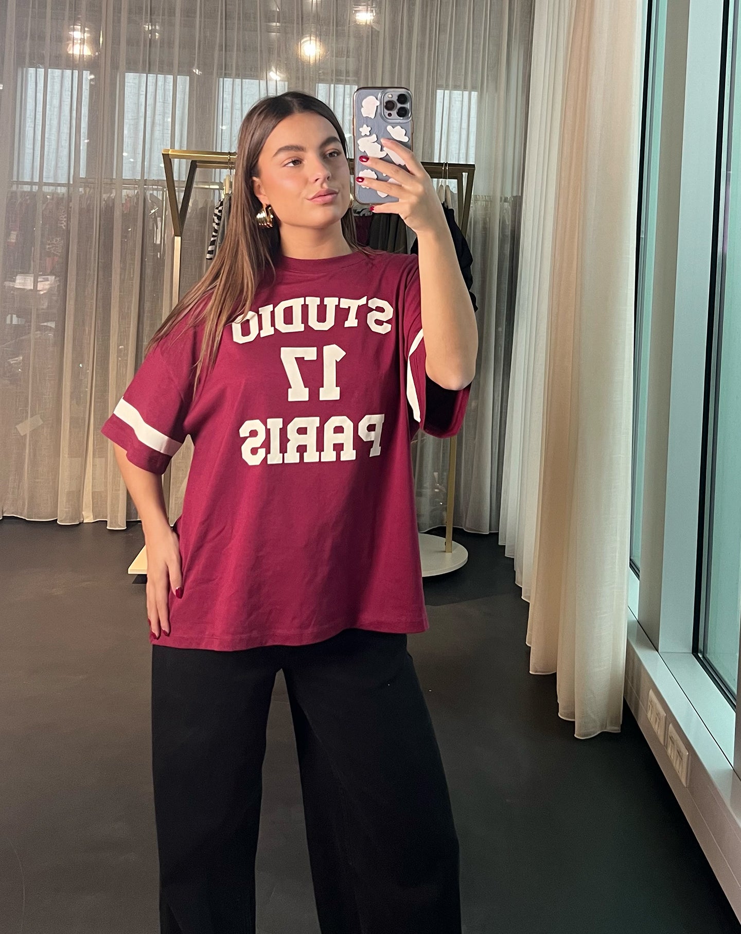 STUDIO PARIS OVERSIZED TEE BURGUNDY