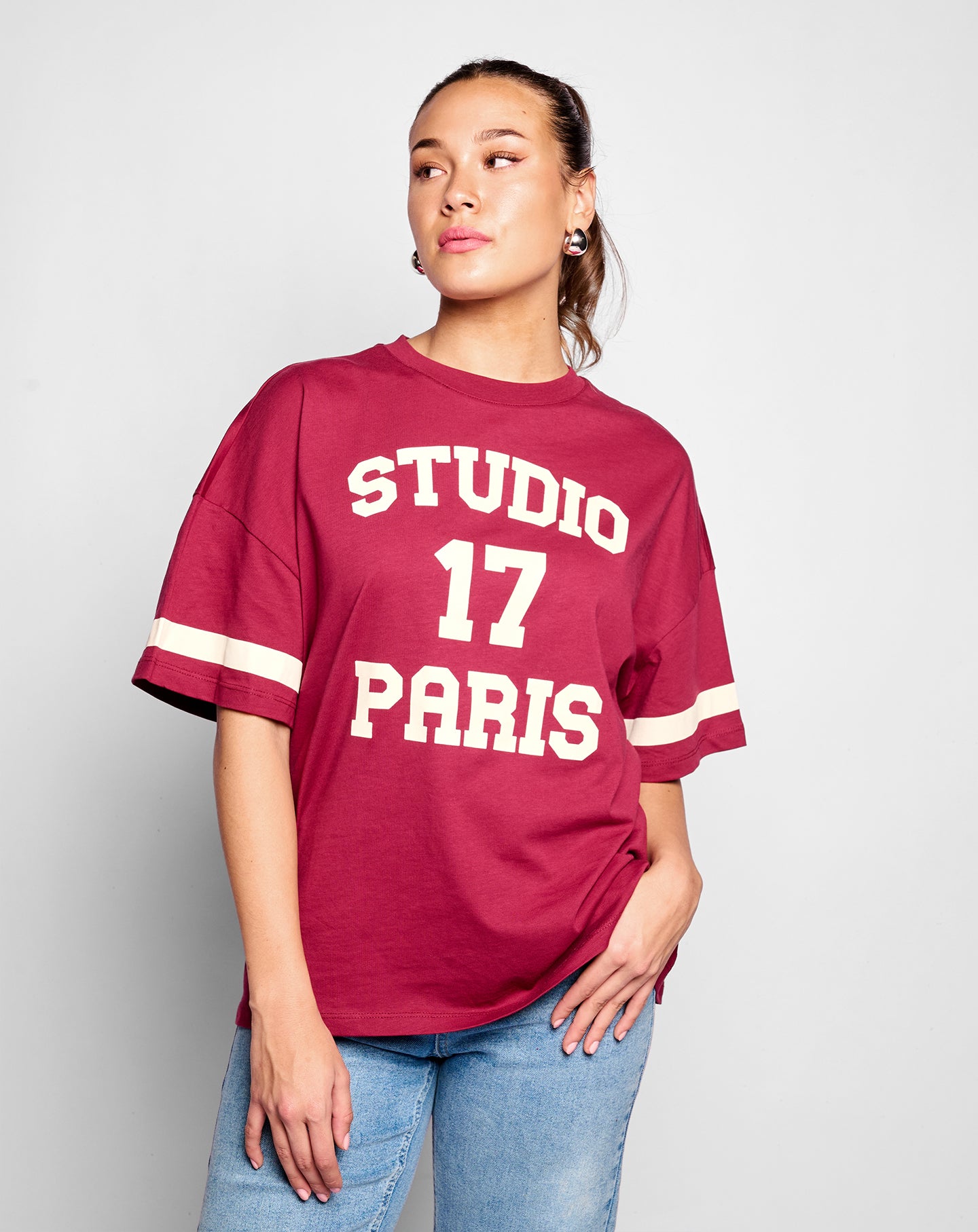 STUDIO PARIS OVERSIZED TEE BURGUNDY