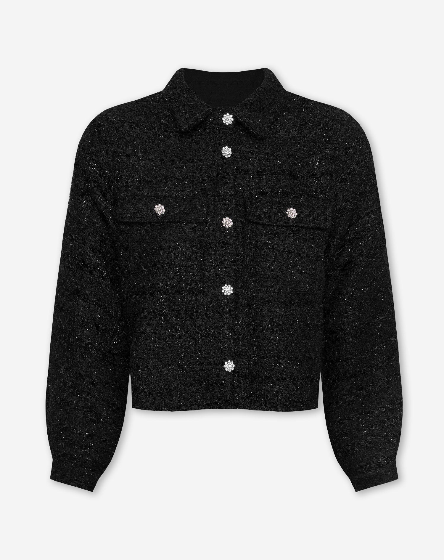 BOUCLE LUREX CROPPED JACKET BLACK