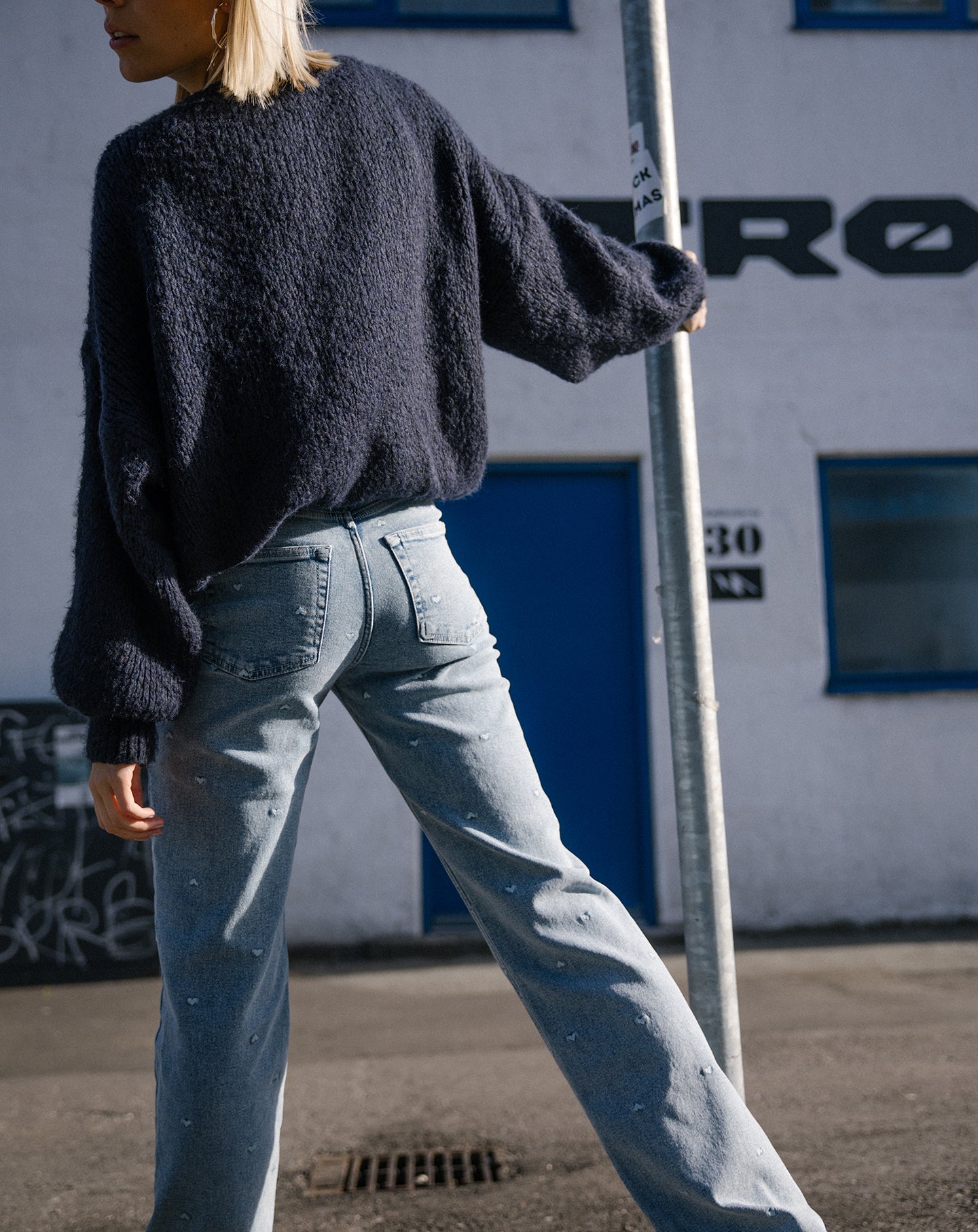 HEART BOOTCUT JEANS BLAUW