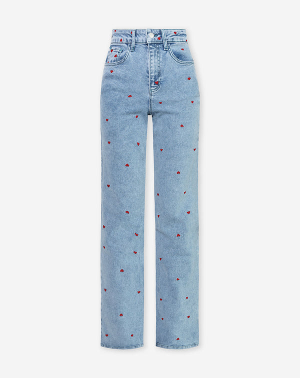 HEART BOOTCUT JEANS BURGUNDY