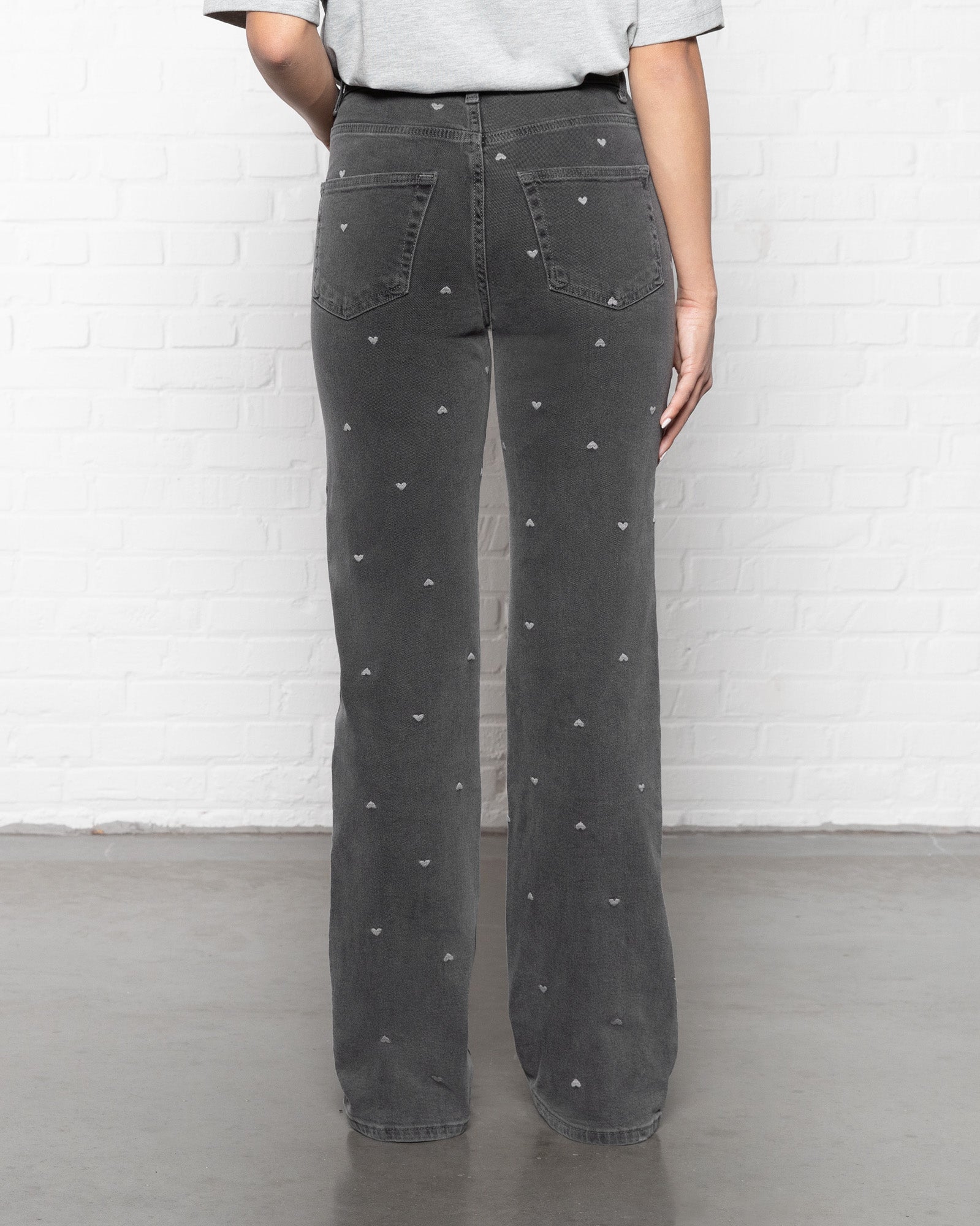 HEART BOOTCUT JEANS LIGHT GREY