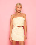 FLOWER DENIM CORSET TOP BUTTER YELLOW