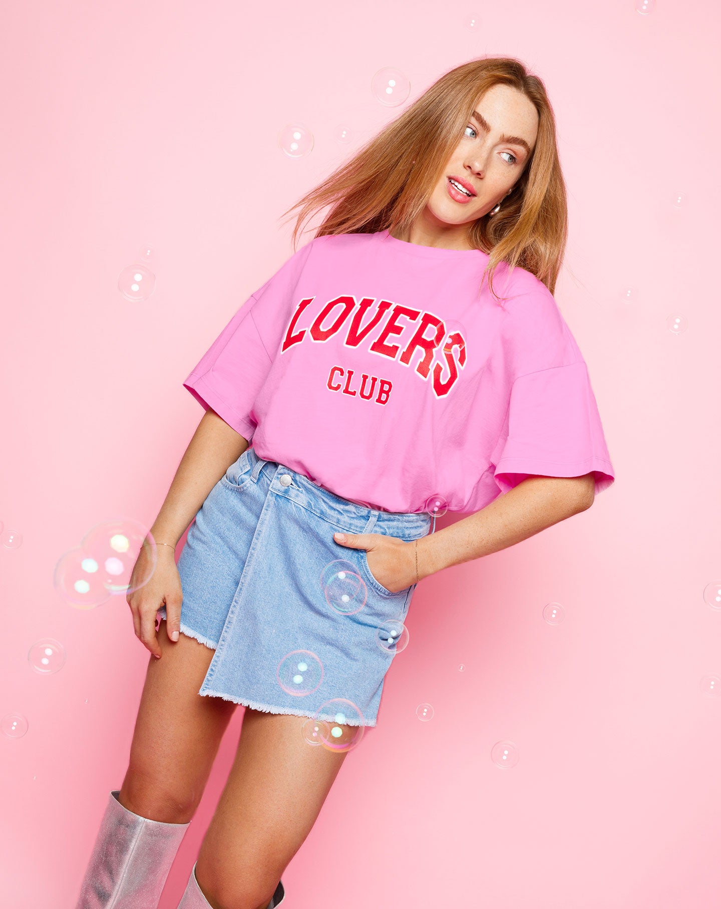 LOVERS CLUB OVERSIZED TEE PINK