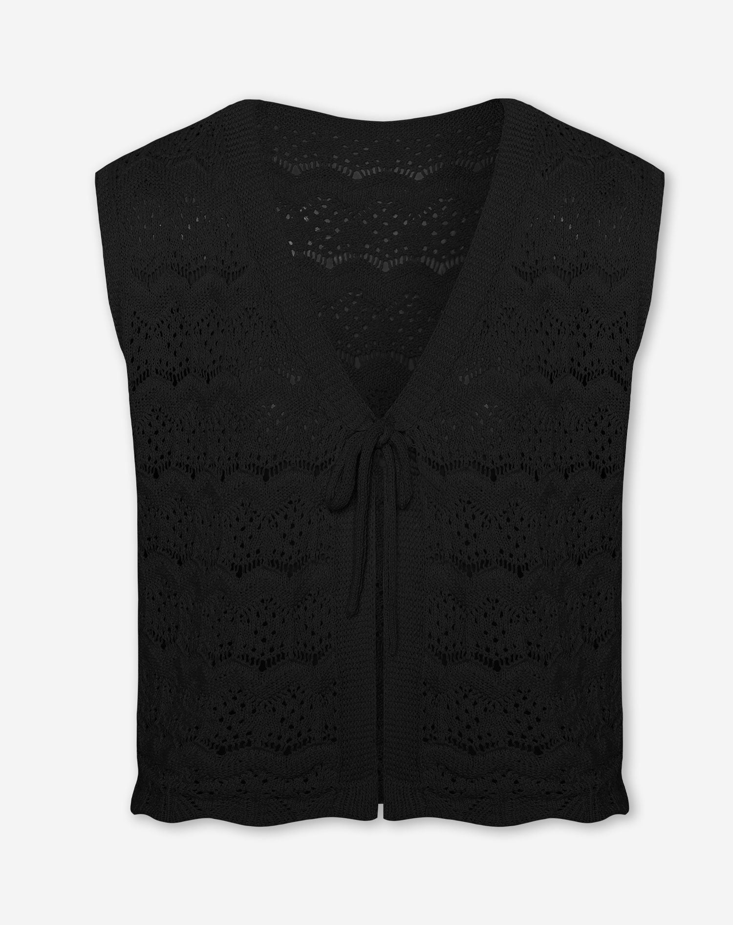 CROCHET BOW WAISTCOAT BLACK