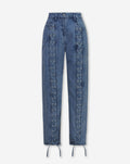 LACE UP JEANS DONKERBLAUW