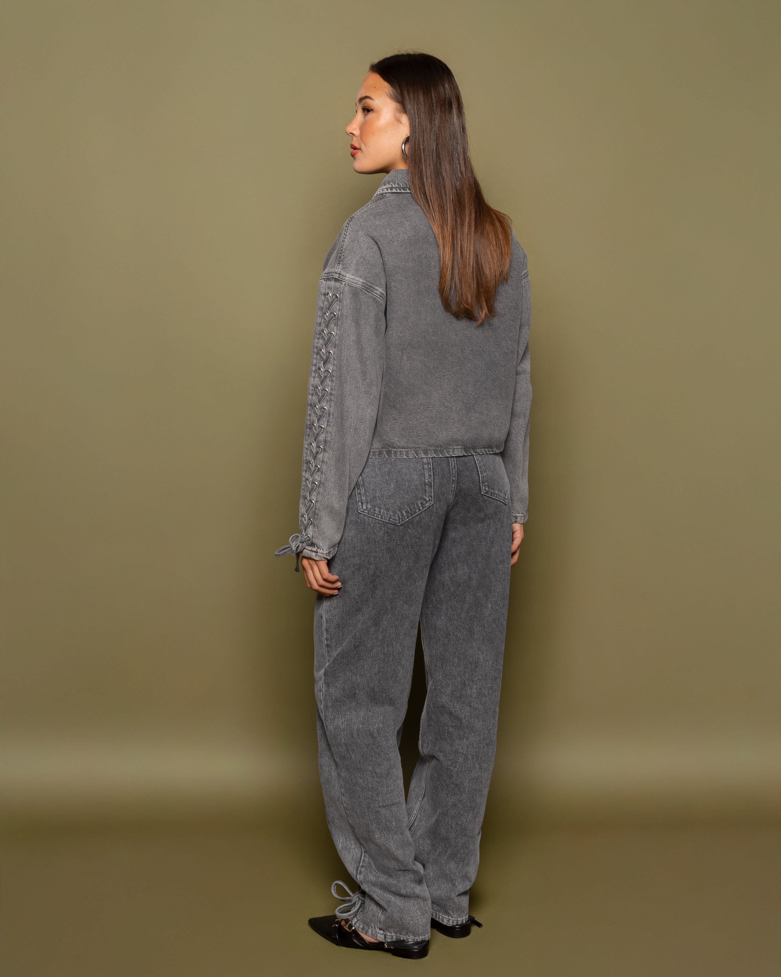 LACE UP JACKET GRIJS