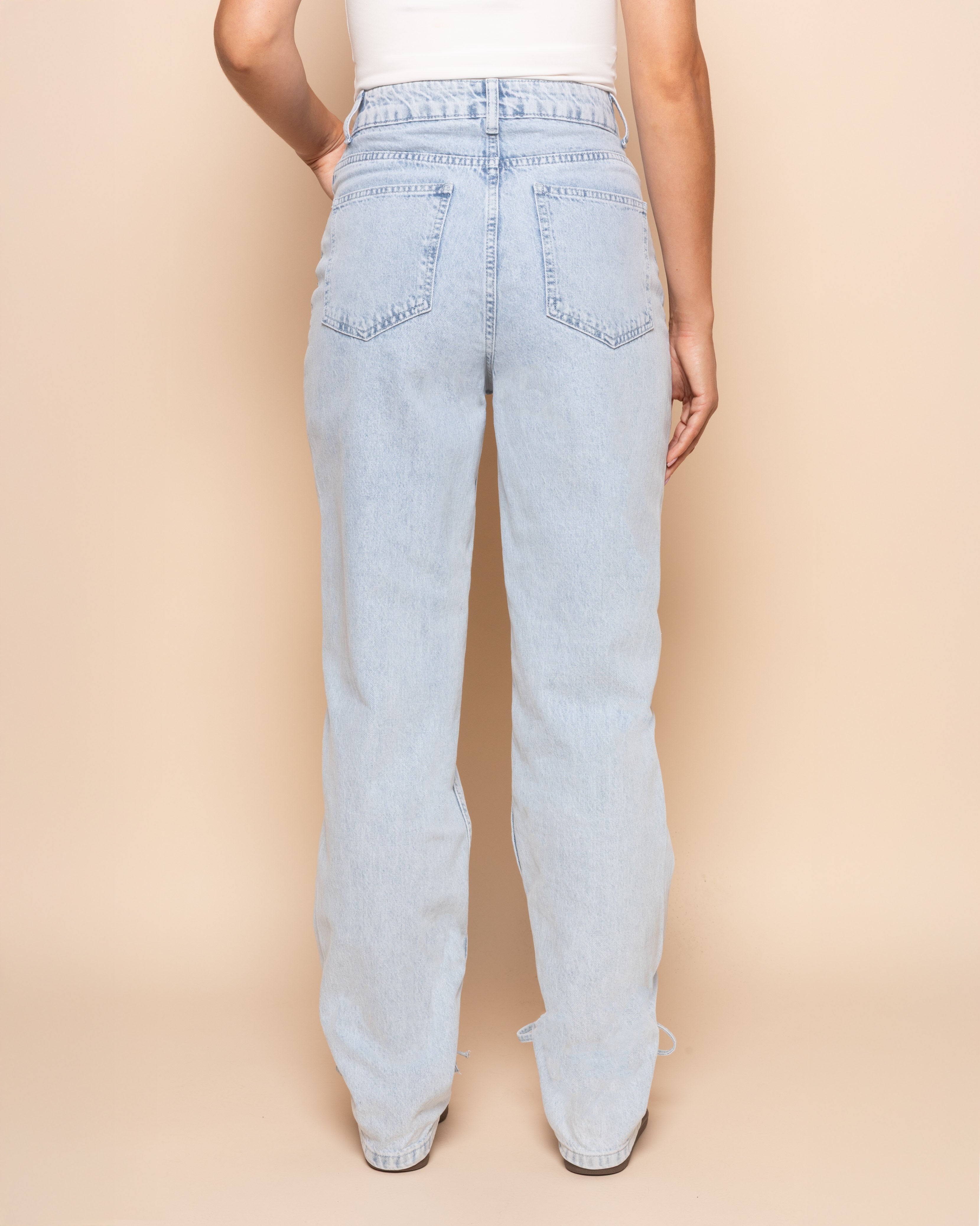 LACE UP JEANS LIGHT BLUE