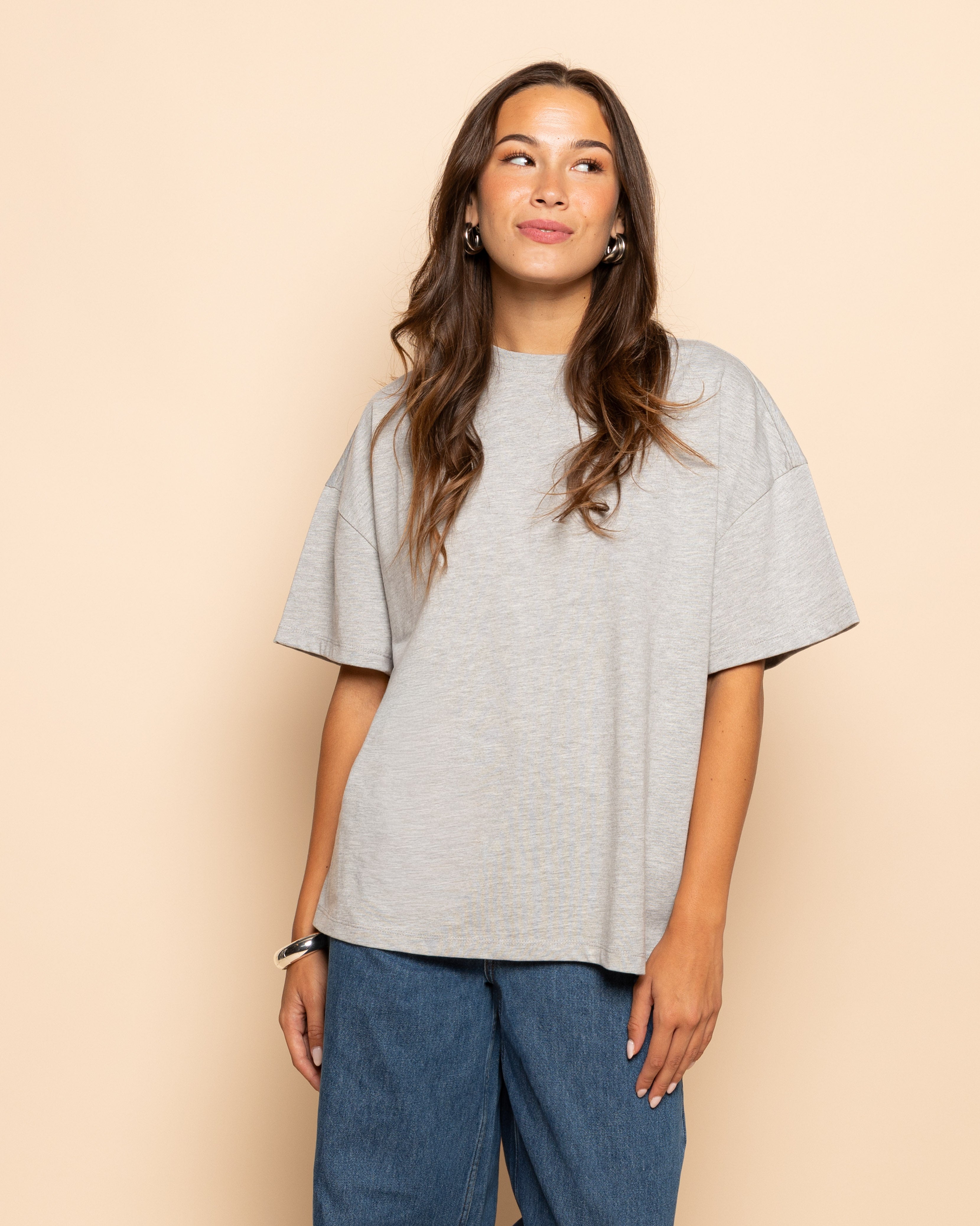 BASIC OVERSIZED TEE GRIJS MELANGE