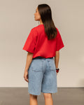 BAGGY DENIM JORT MID BLUE