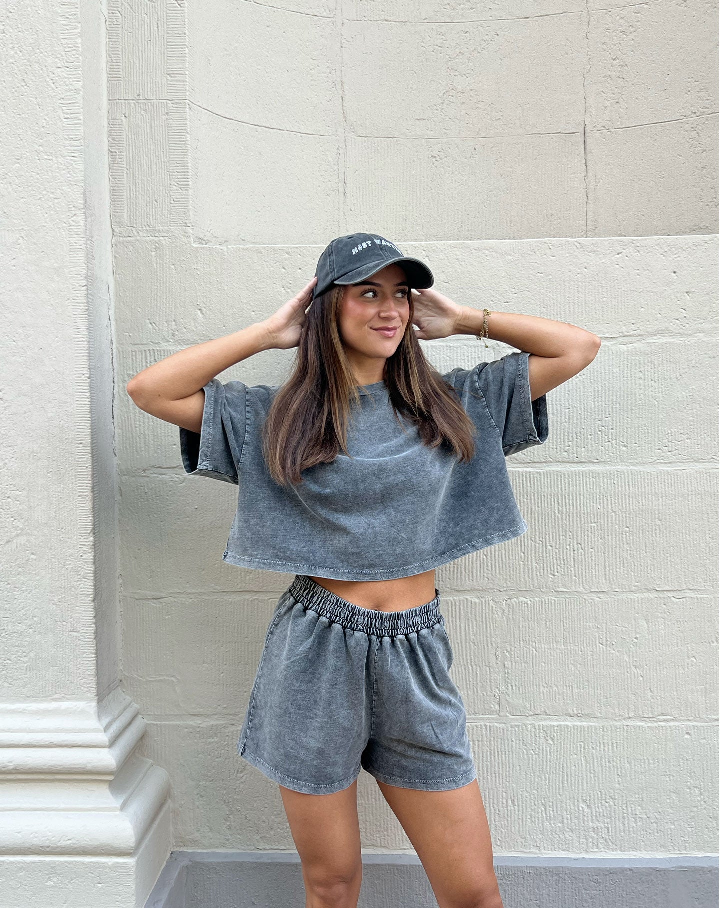 CROPPED SWEAT TEE GREY