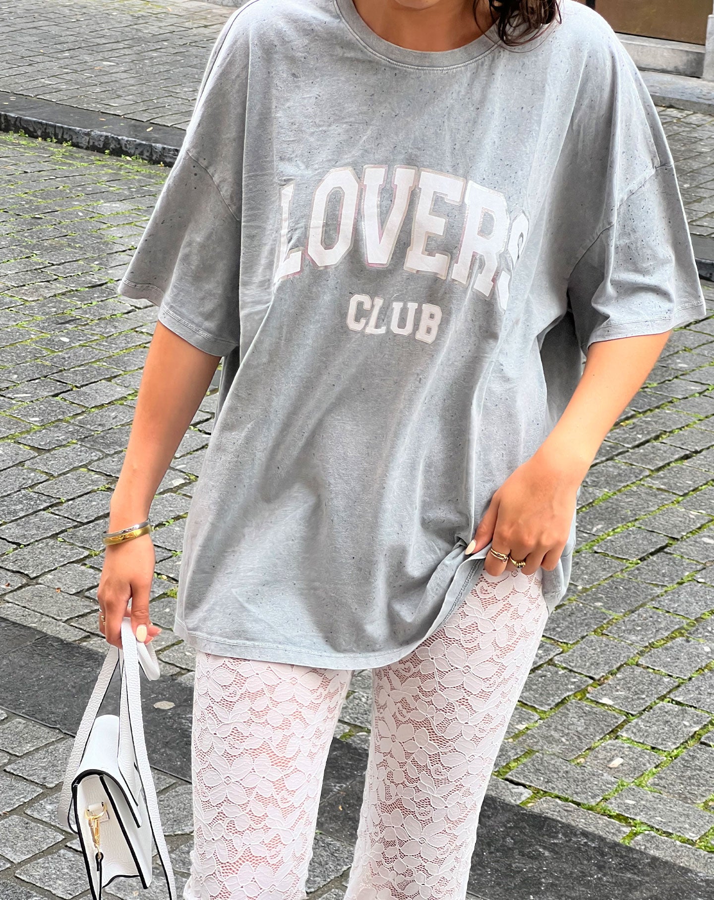 LOVERS CLUB OVERSIZED TEE LIGHT GREY