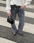 FLOWER PEARL JEANS GREY