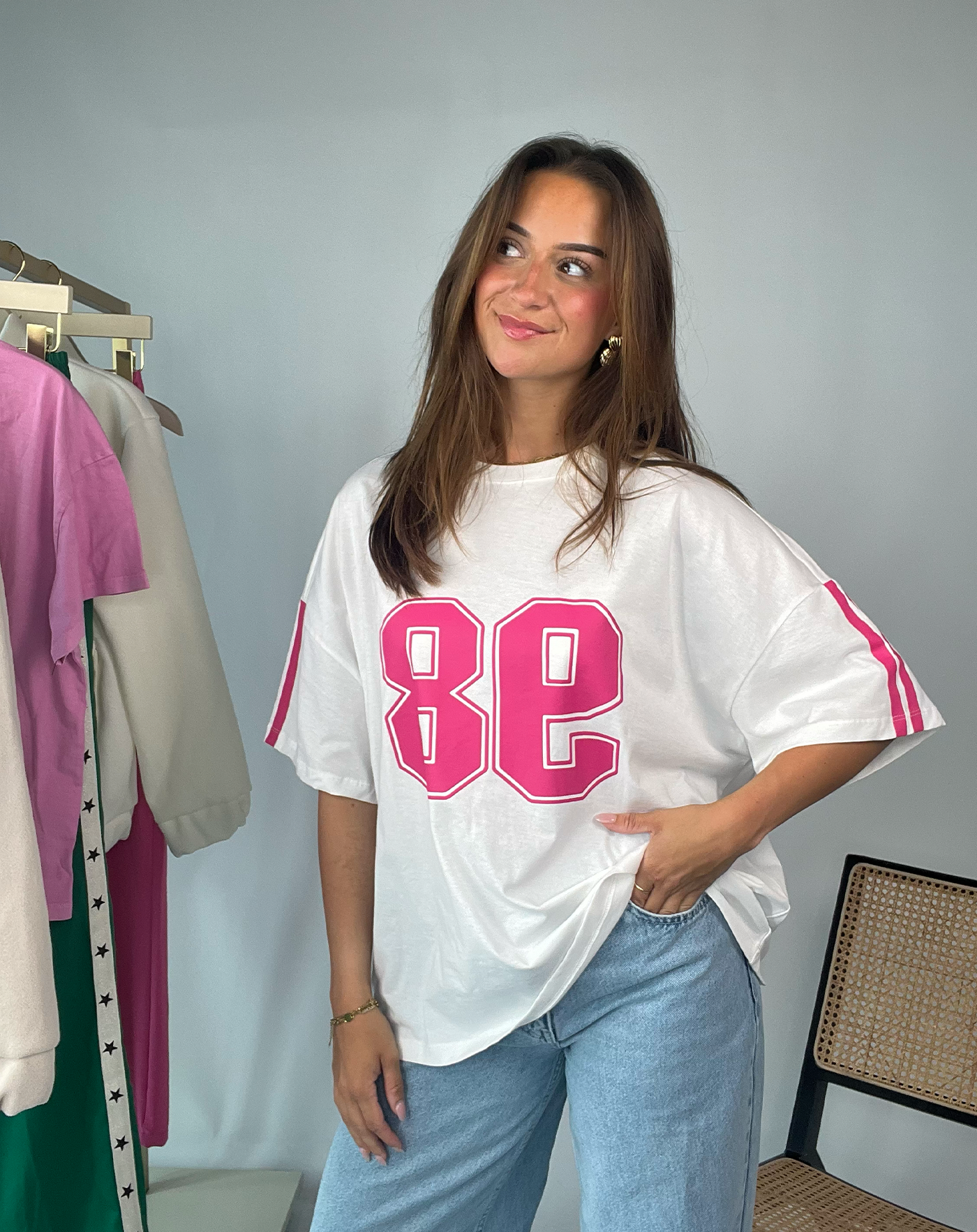 98 SPORTY OVERSIZED TEE CREAM