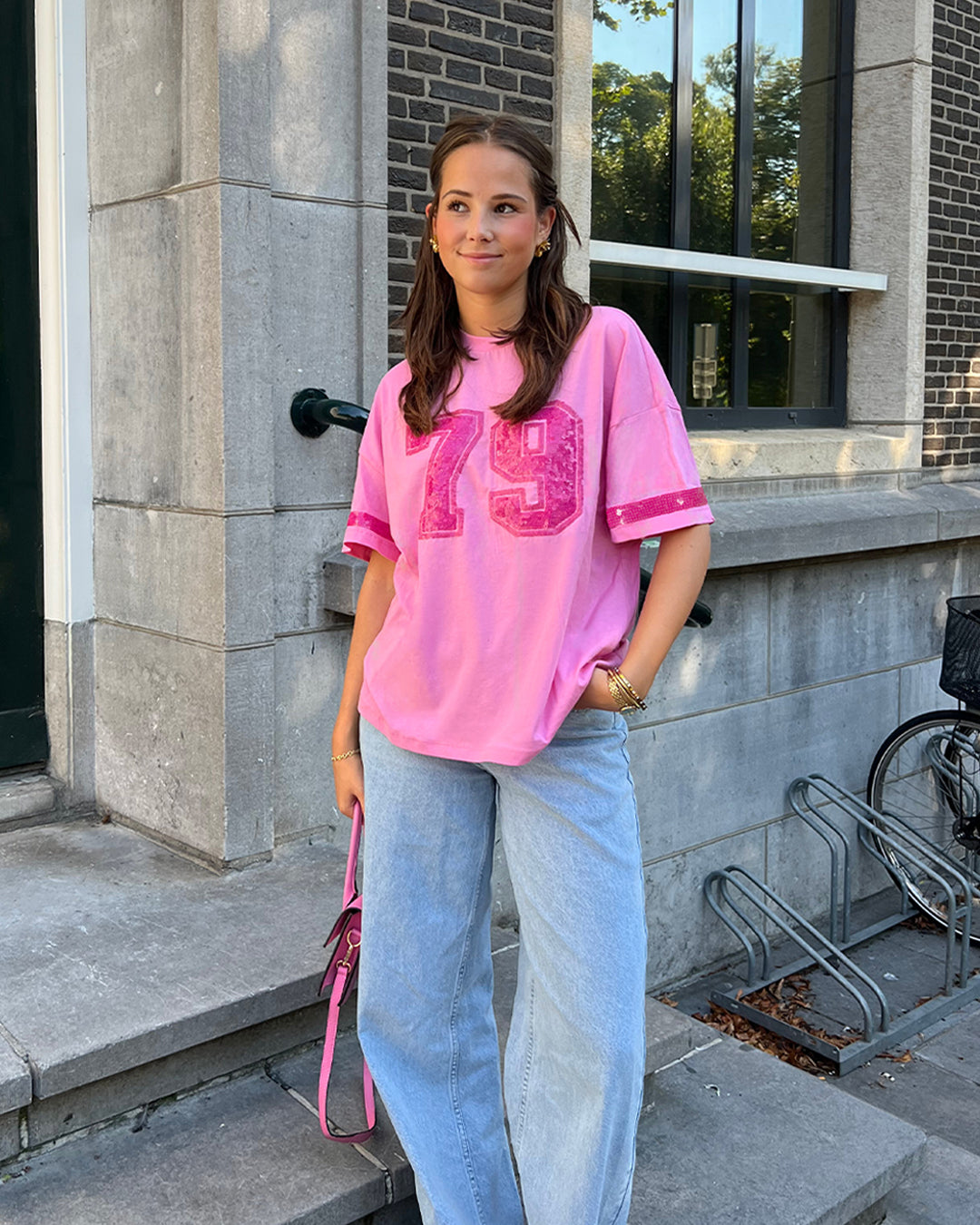 79 PAILLETTEN-OVERSIZE-T-Shirt ROSA