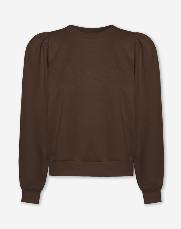 SCUBA PUFF SLEEVE SWEATER CHOCOLADEBRUIN