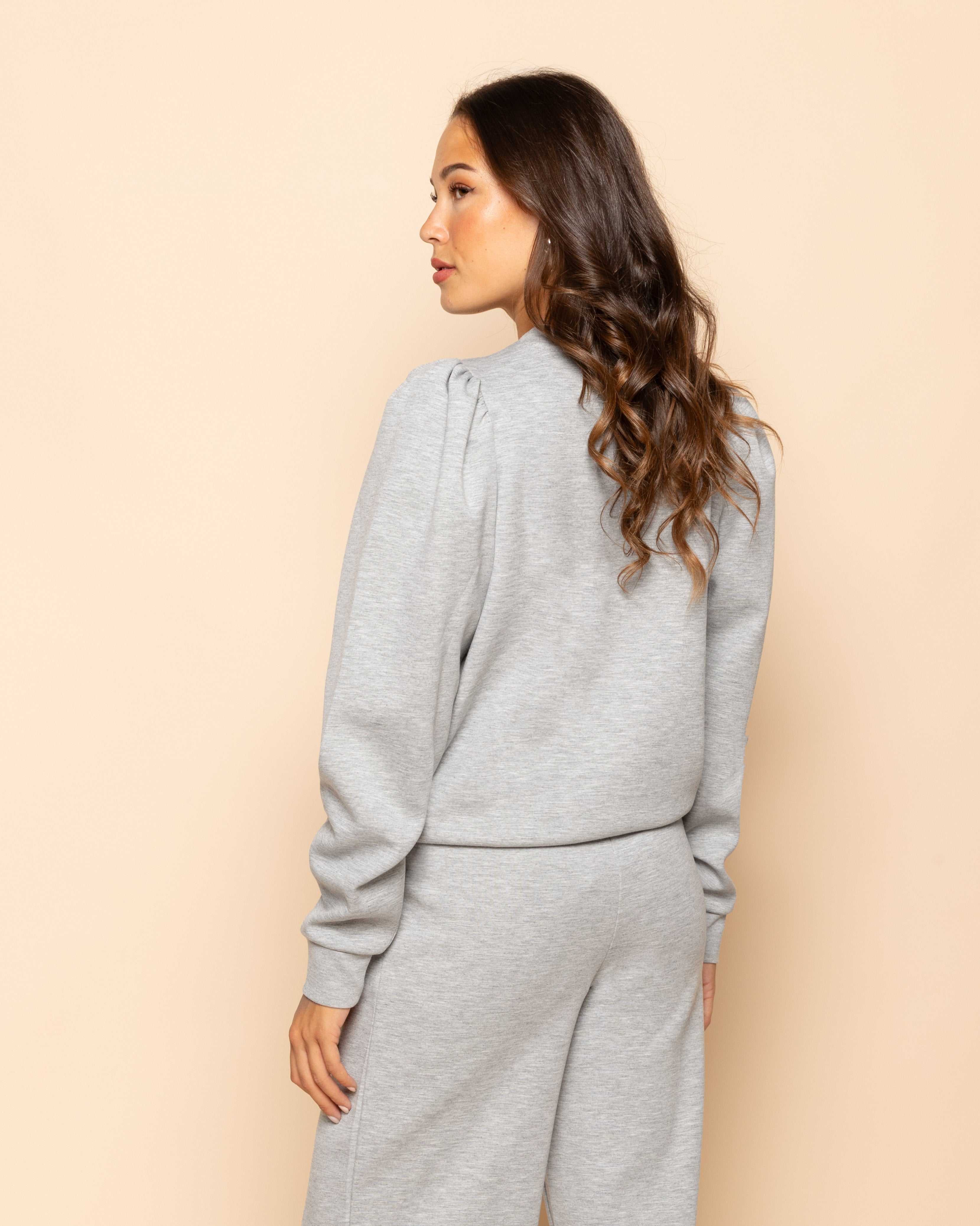 SCUBA PUFF SLEEVE SWEATER LICHTGRIJS