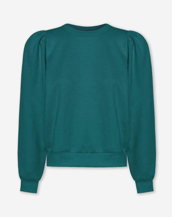 SCUBA PUFF SLEEVE SWEATER TEAL