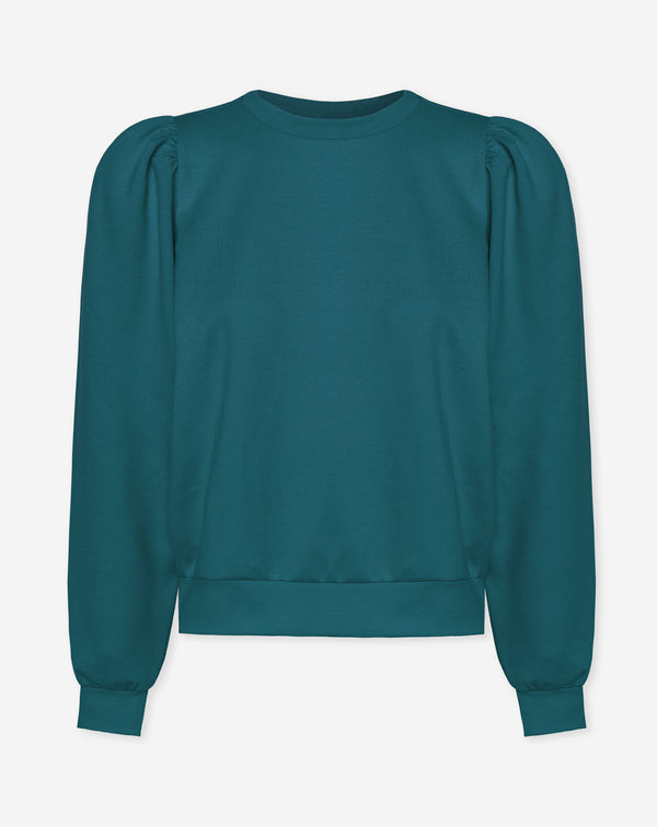 SCUBA PUFF SLEEVE SWEATER TEAL