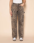 LEOPARD CARGO JEANS BLACK