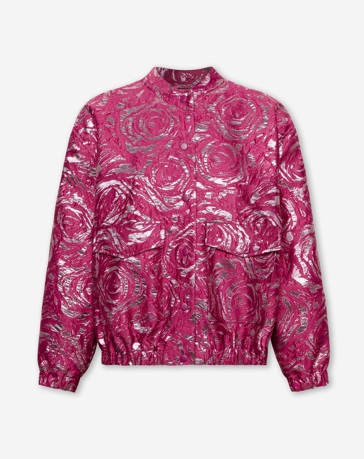 ROSE JACQUARD BOMBER BURGUNDY