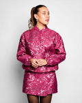 ROSE JACQUARD BOMBER BURGUNDY