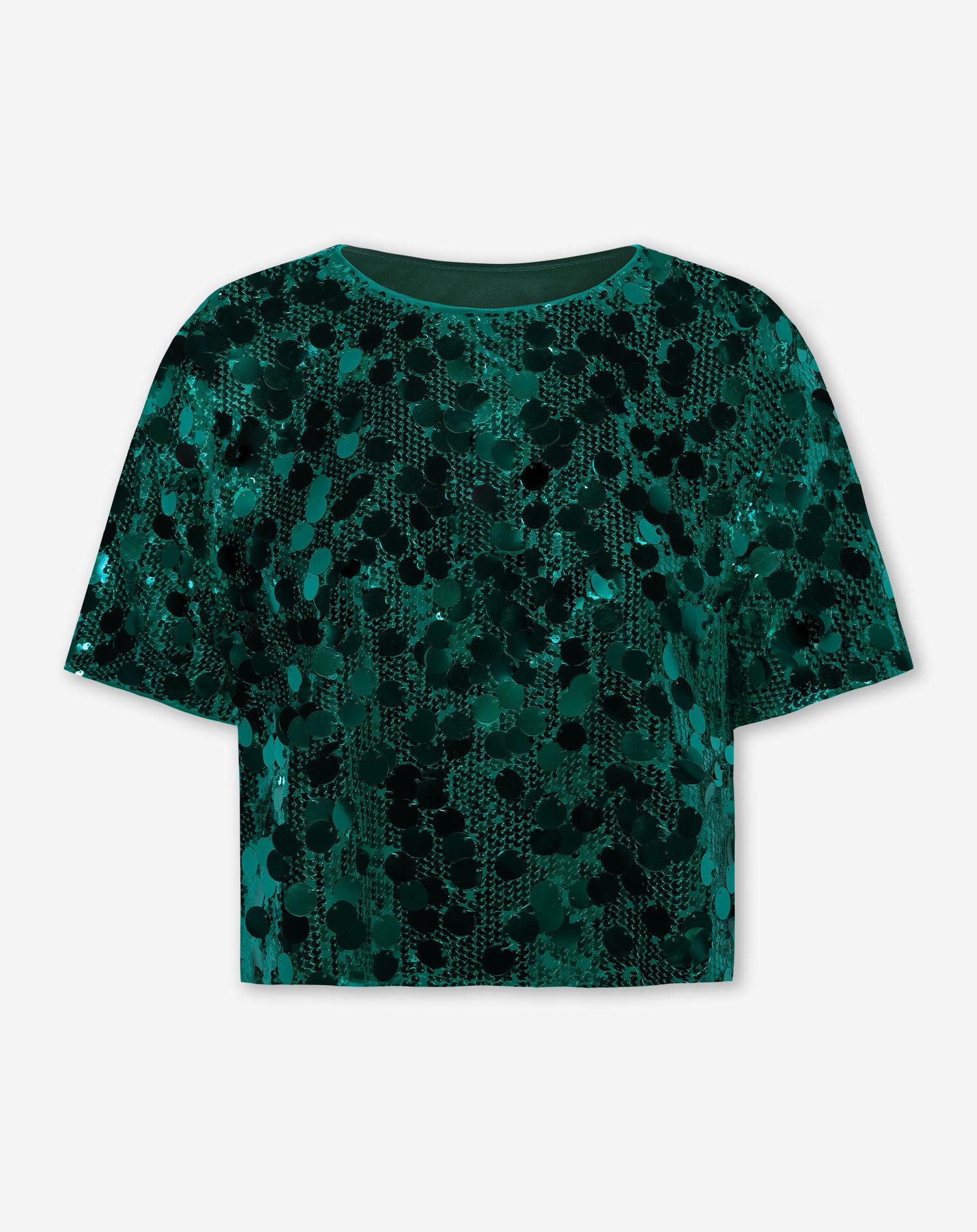 FAY BIG SEQUINS TEE TOP GREEN