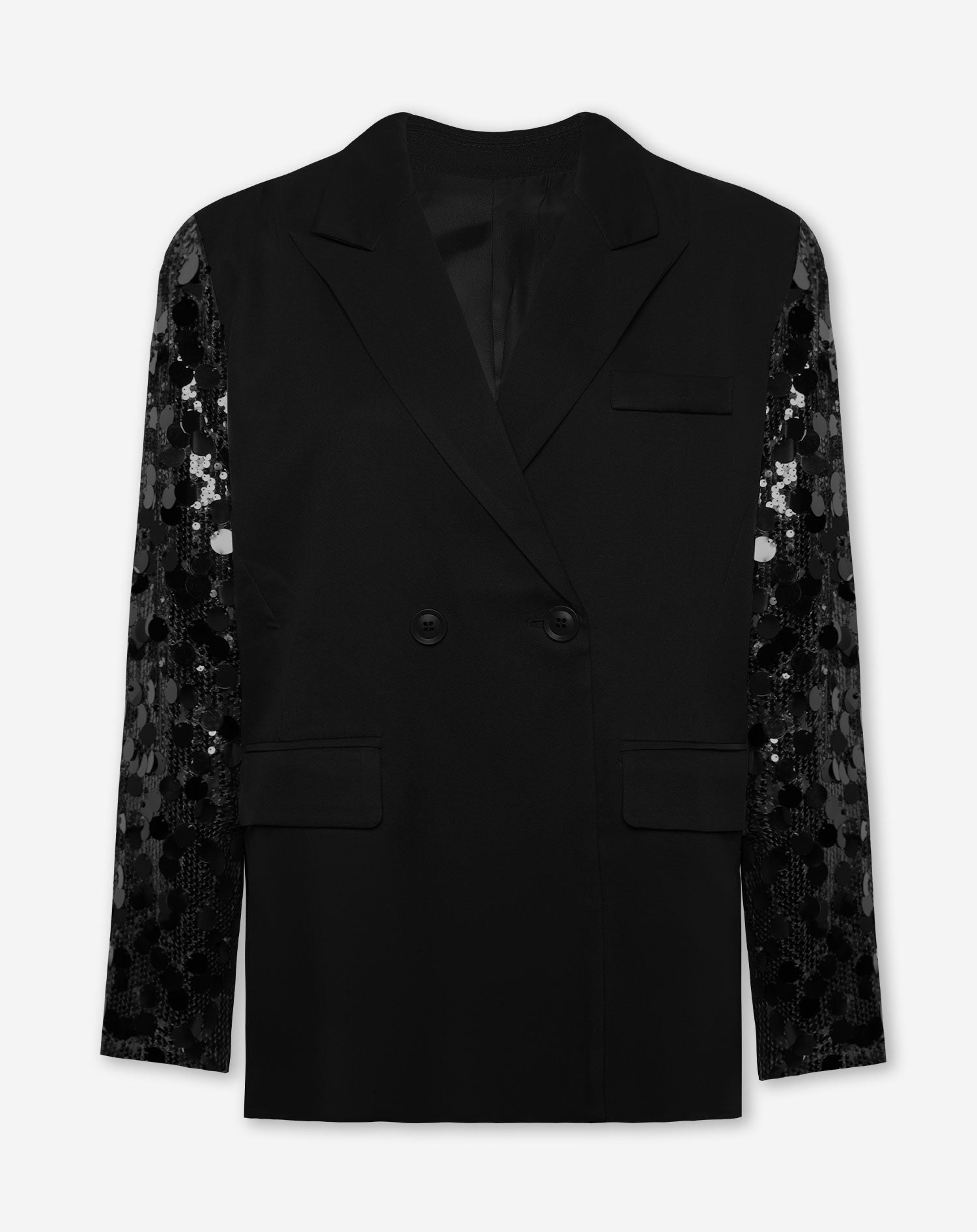 FAY BIG SEQUINS SLEEVE BLAZER BLACK