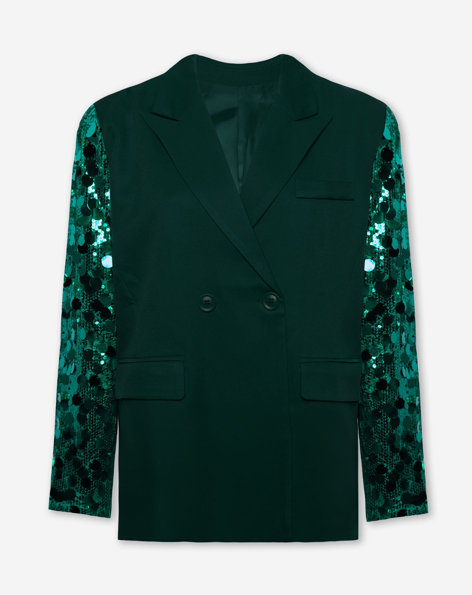 FAY BIG SEQUINS SLEEVE BLAZER GREEN