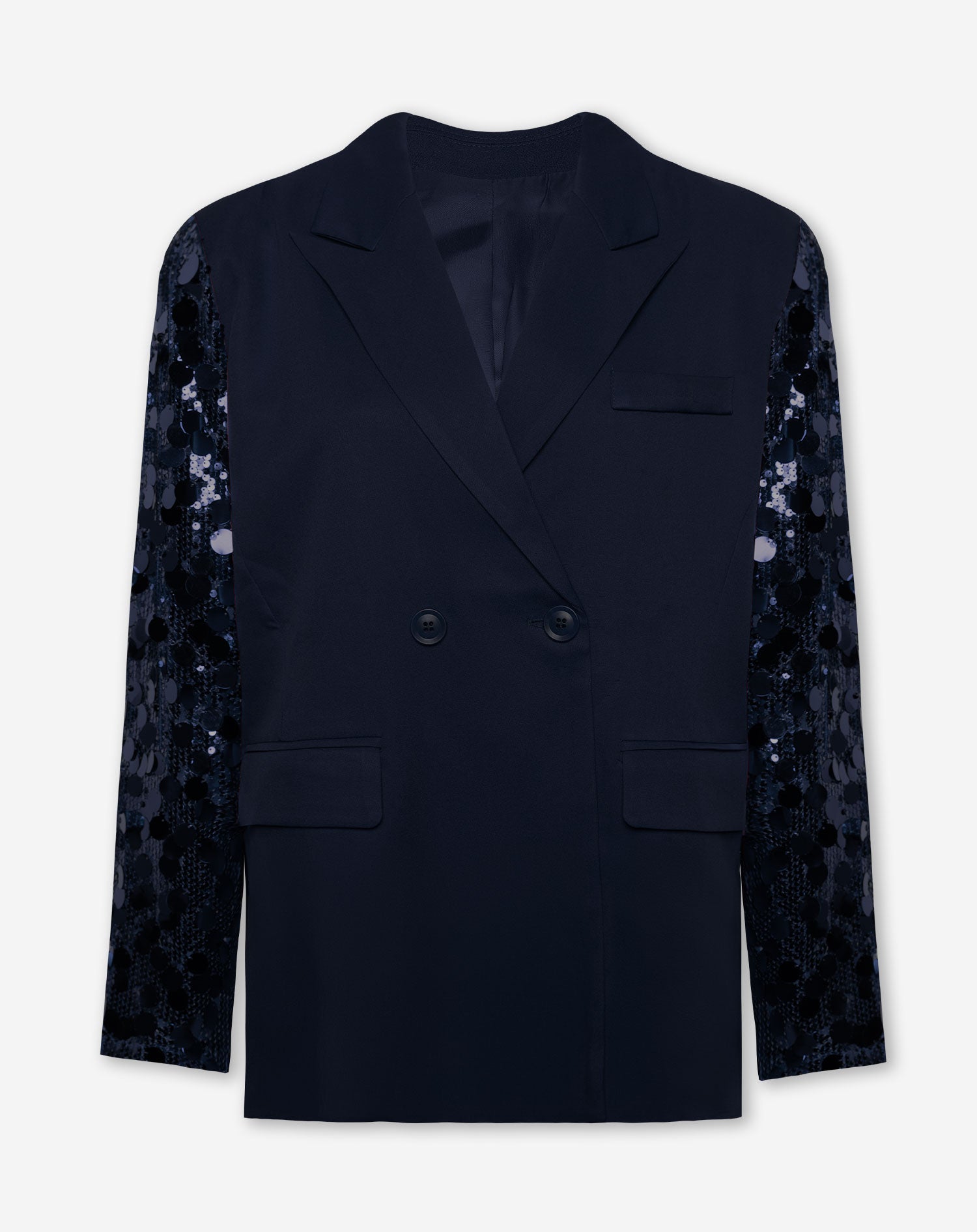 FAY BIG SEQUINS SLEEVE BLAZER NAVY