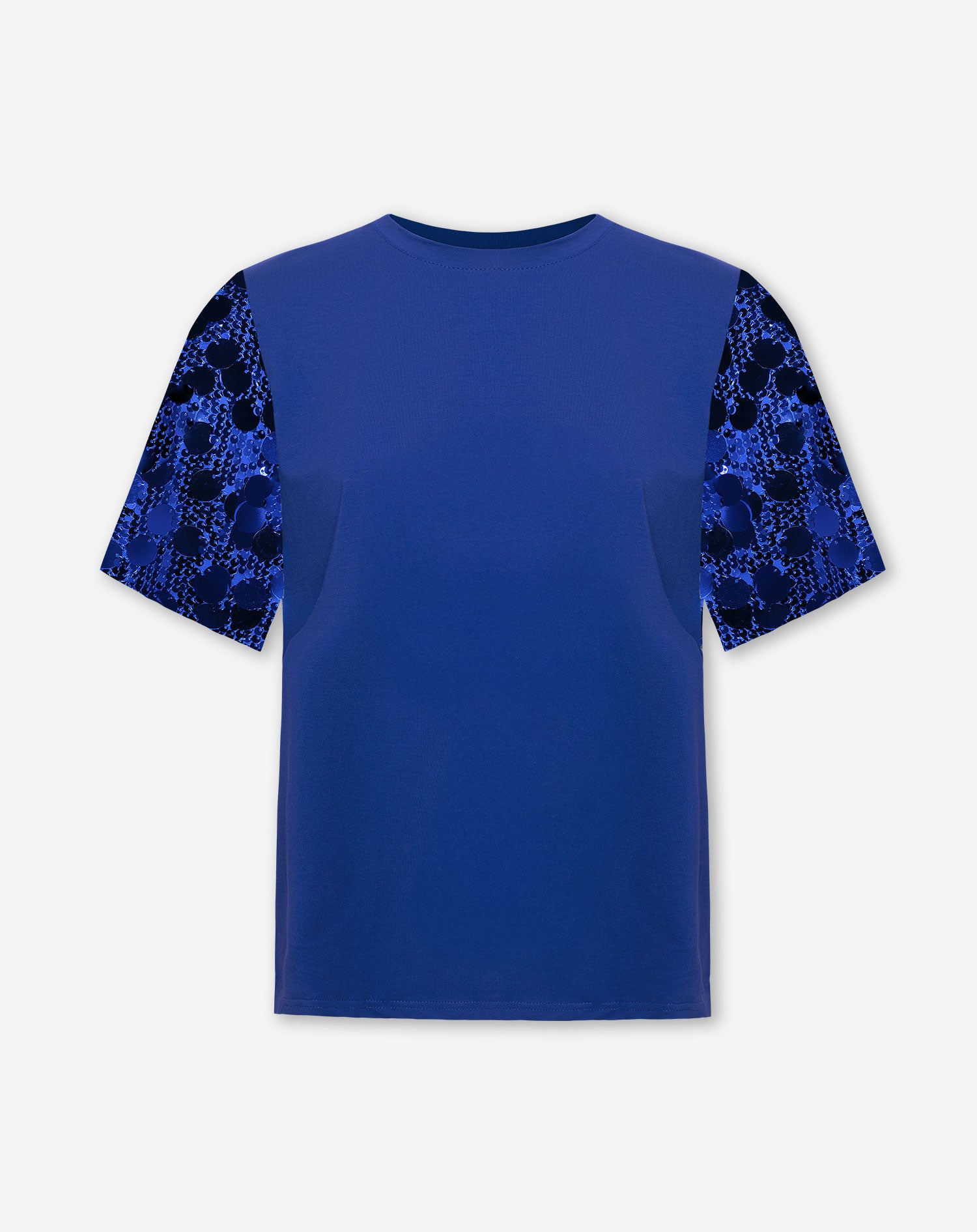 FAY BIG SEQUINS SLEEVE TEE ROYAL BLUE