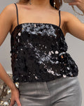 FAY BIG SEQUINS CAMI TOP BLACK