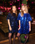 FAY BIG SEQUINS TEE DRESS NAVY BLUE