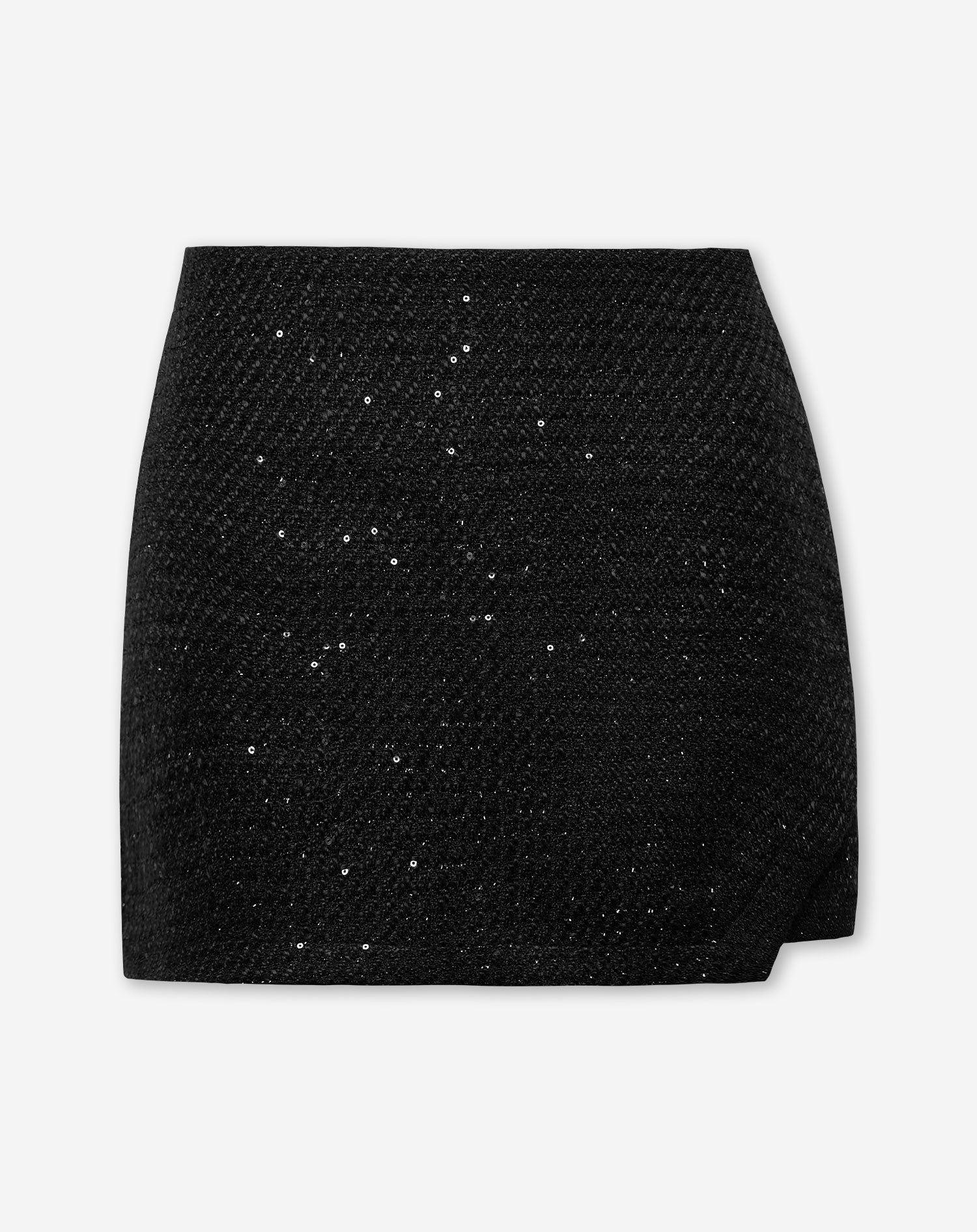 SEQUINS PATTERN BOUCLE SKORT BLACK