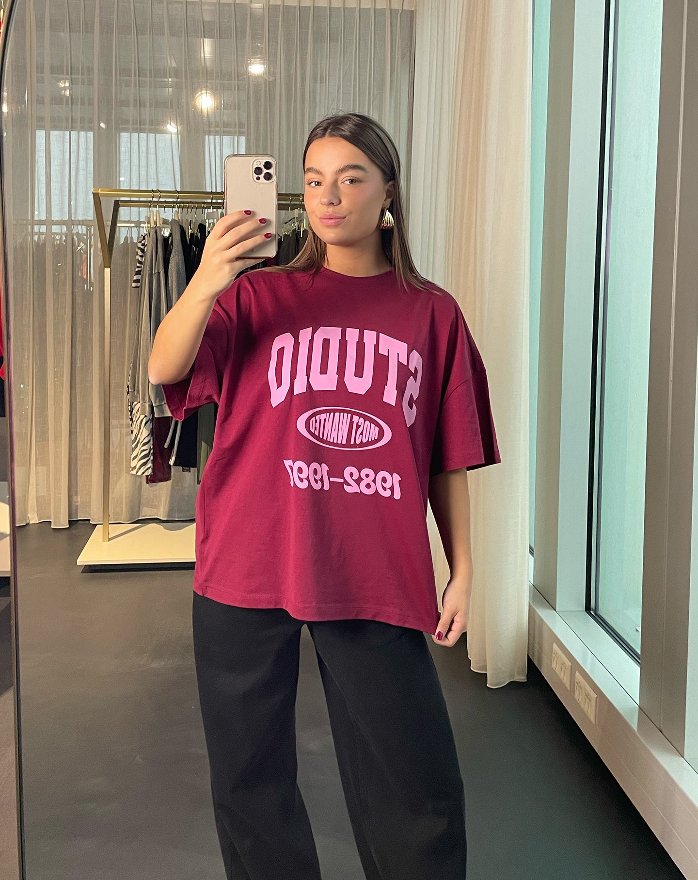 STUDIO MW OVERSIZED TEE BURGUNDY