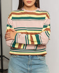 LAINA STRIPED LONG SLEEVE CROPPED TEE ROZE