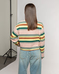 LAINA STRIPED LONG SLEEVE CROPPED TEE ROZE