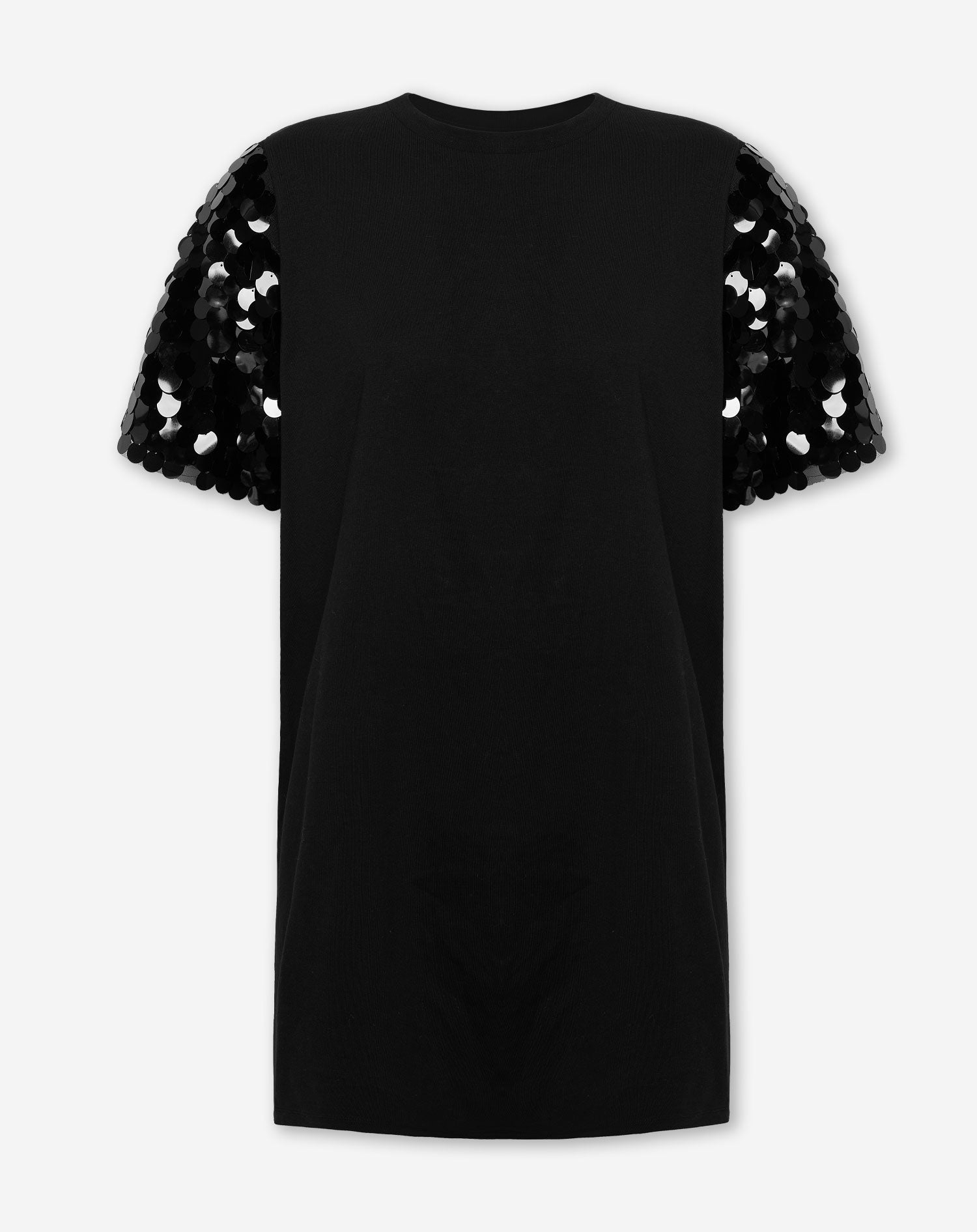 SEQUIN SLEEVE TEE DRESS BLACK