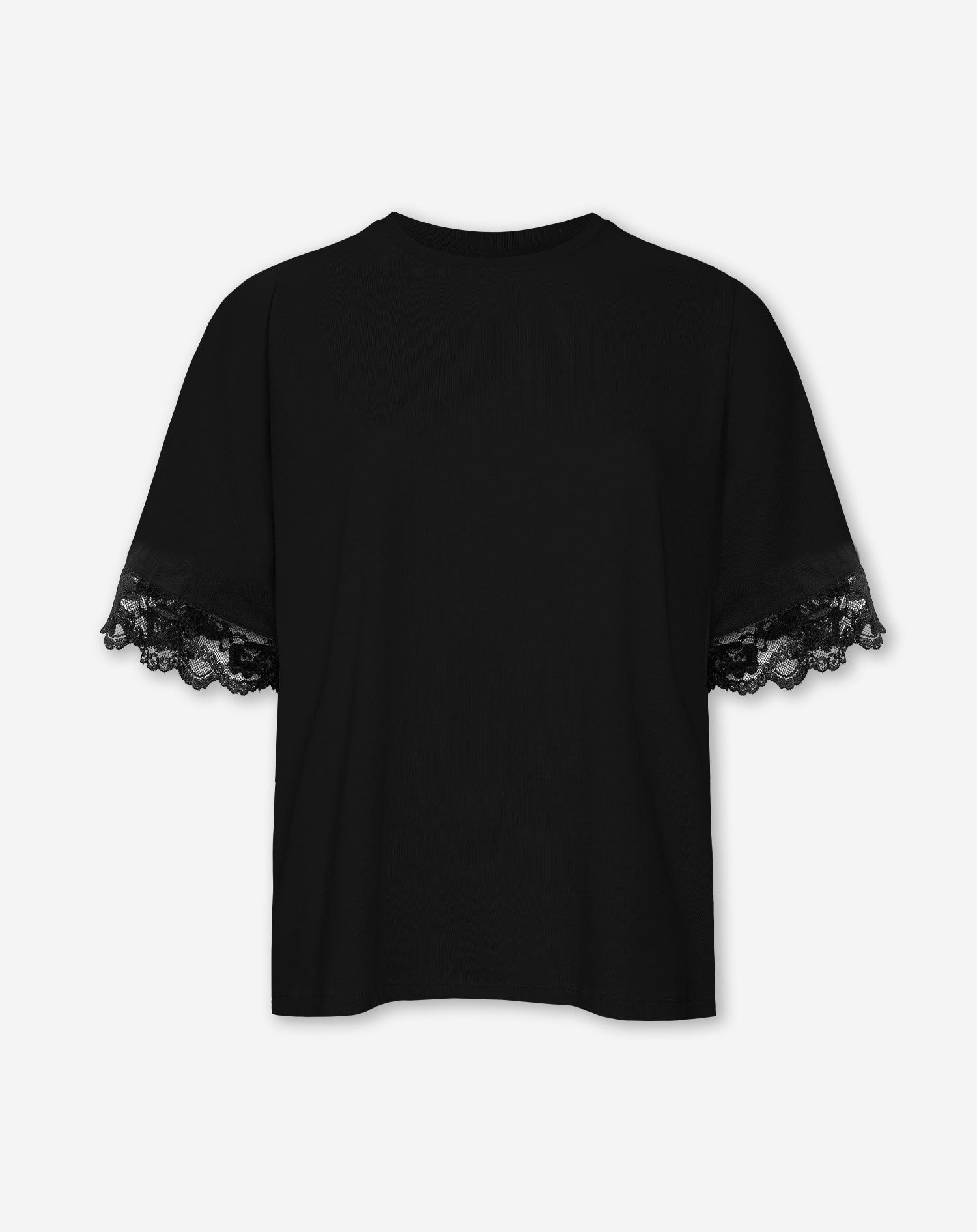 LACE SLEEVE OVERSIZED TEE BLACK