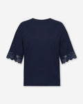LACE SLEEVE OVERSIZED TEE MARINEBLAUW